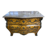 Louis XV style tomb chest of drawers in marquetry and marble
