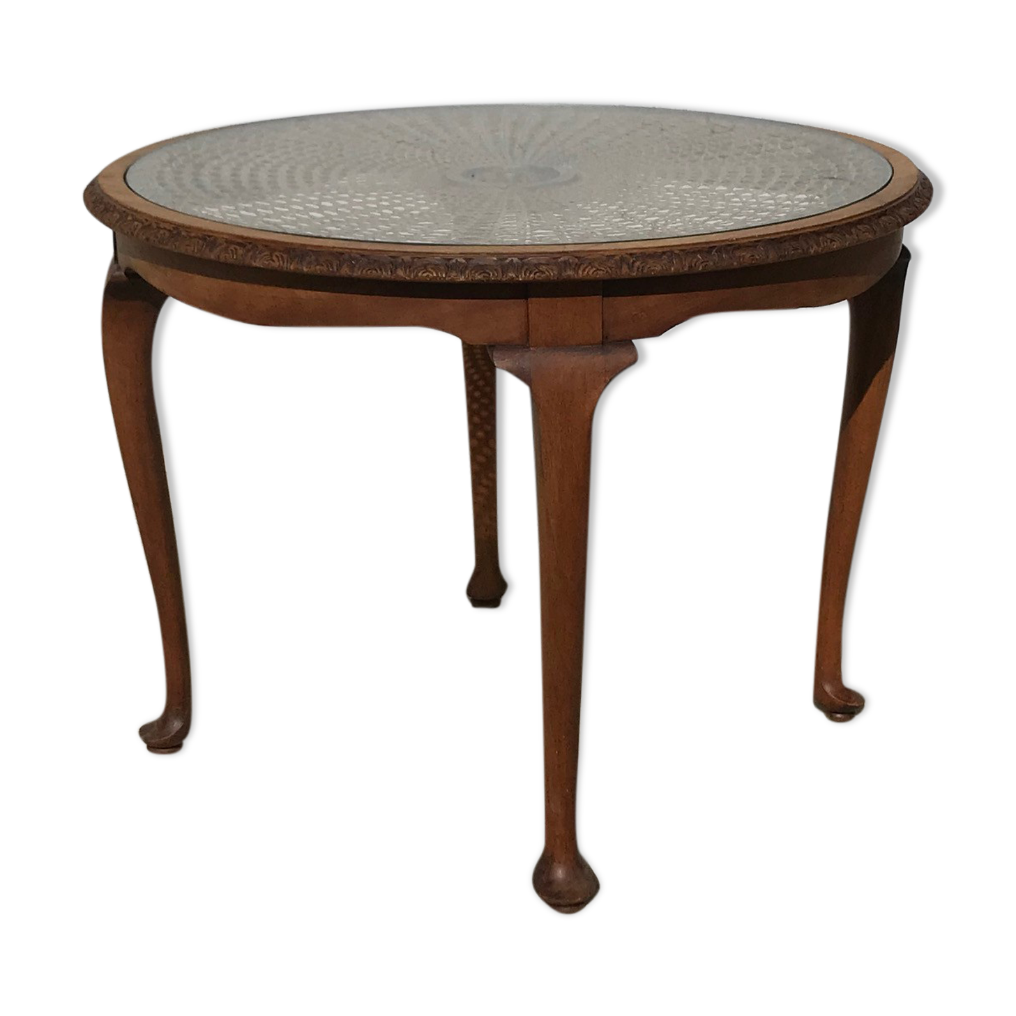 Coffee table, wood, glass and cannage, France, nineteenth century