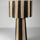 Striped raffia table lamp
