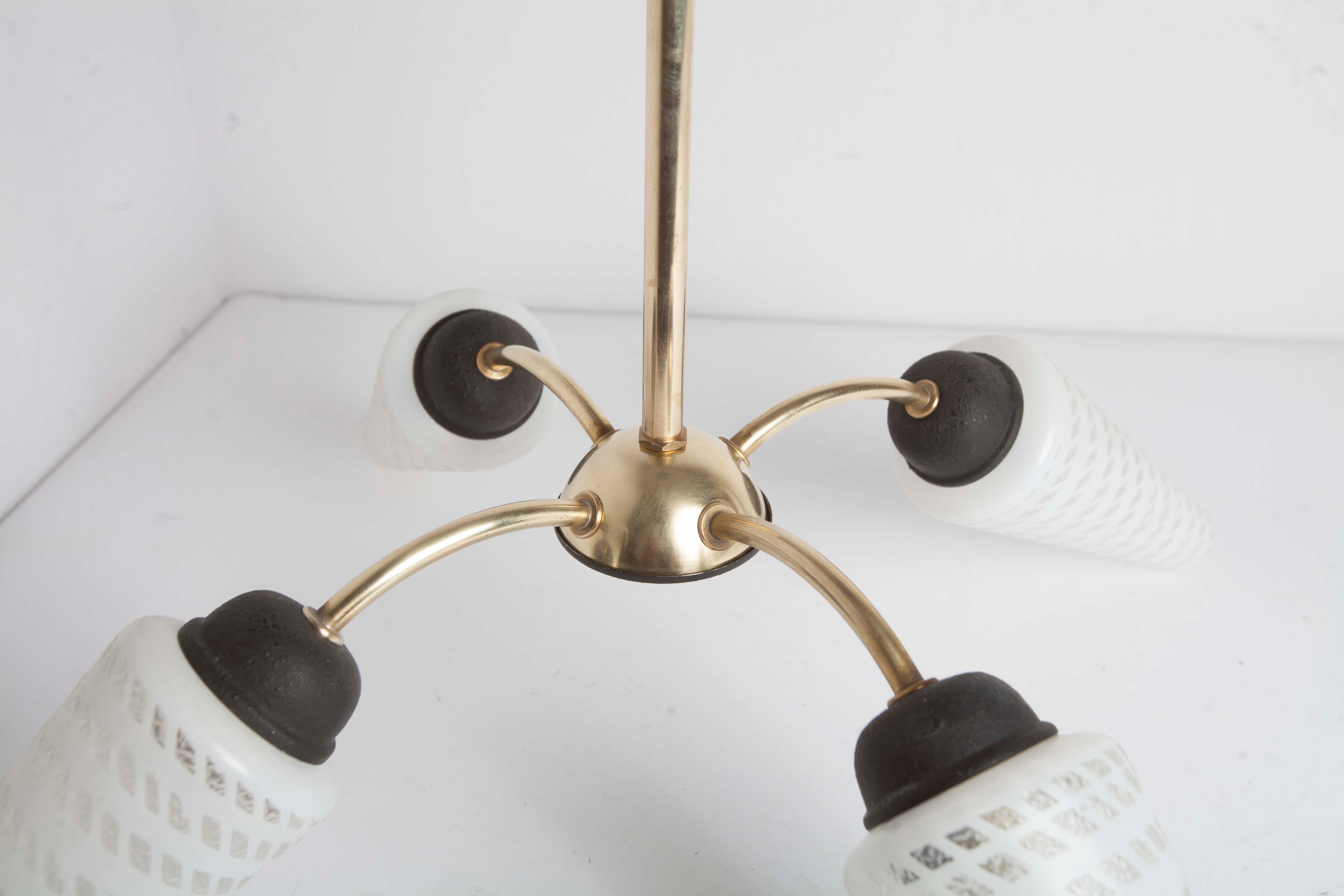 Luster 4 black branches, gold and glass