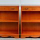 Pair of light walnut bookshelves with inlays and adjustable shelves.