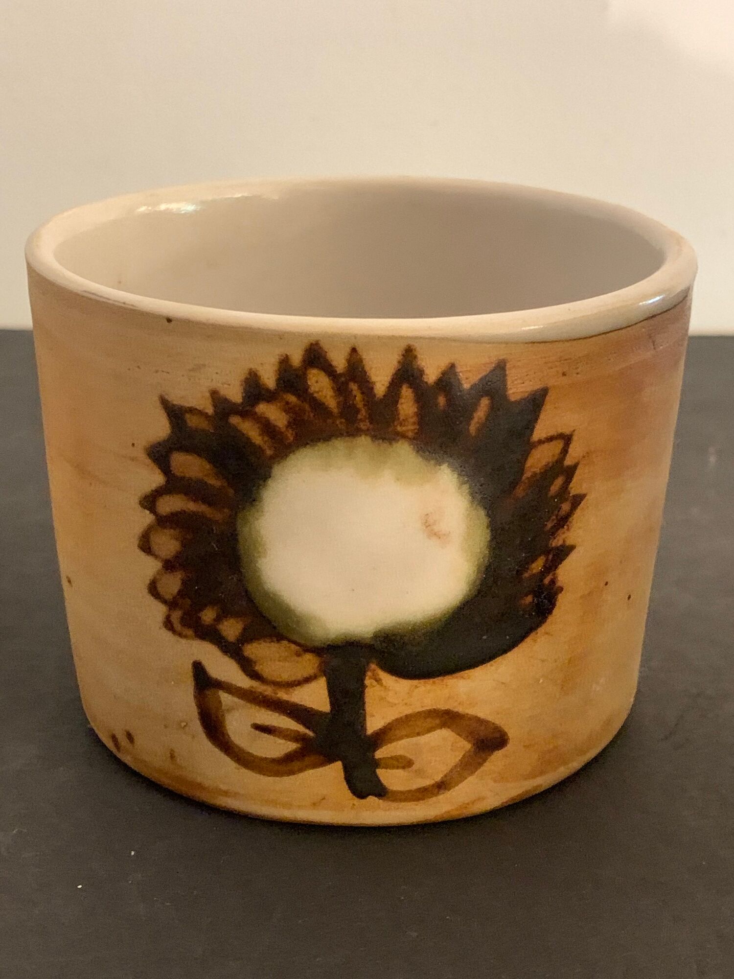2 pots Pottery of La Colombe model sandstone flower 1970/1980