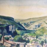 "Provençal Landscape" original watercolor on pencil