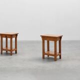 Set of 2 vintage nightstands in solid oak, France ca. 1960