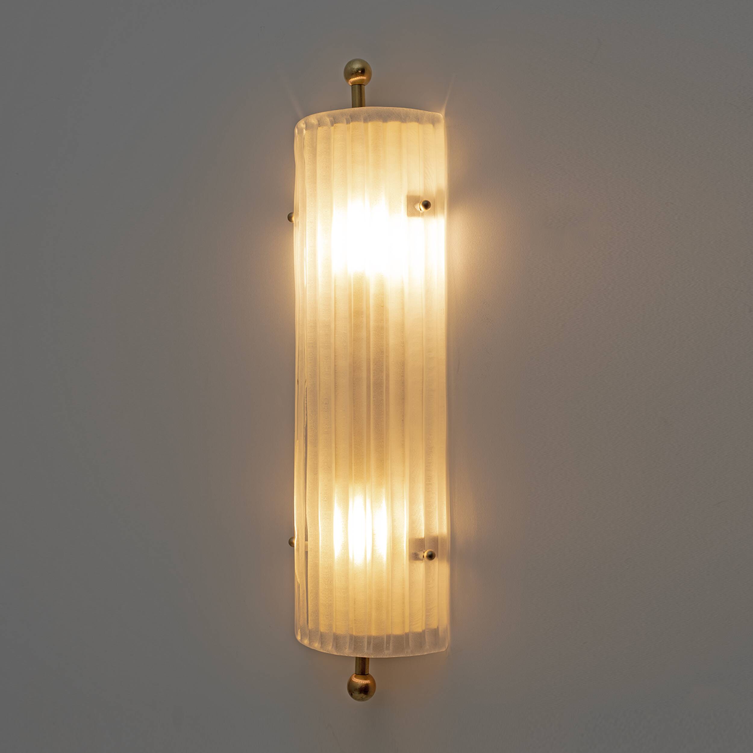 Pair of Art Dèco Style Italian Murano Glass and Brass Sconces