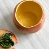 Sugar bowl, peach slip condiment pot.