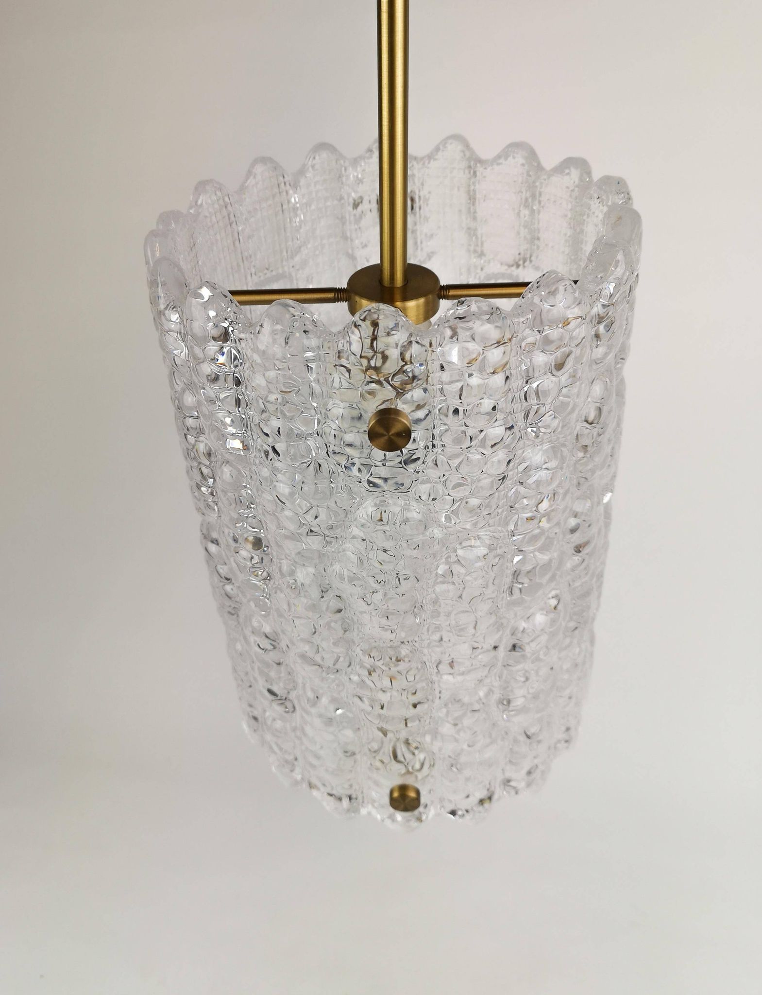 Suspended cylindrical crystal chandelier Mid-Century modern Carl Fagerlund for Orrefors, 1960s