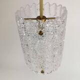 Suspended cylindrical crystal chandelier Mid-Century modern Carl Fagerlund for Orrefors, 1960s