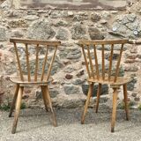 Pair of bistro chairs/Scandinavian beech bohemian - compass feet - vintage 1950 bentwood