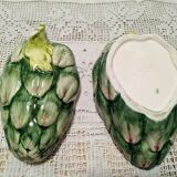 Small two-part dish, "asparagus" pattern, in slipware