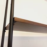 Vintage Italian double modular shelving unit in wood and metal