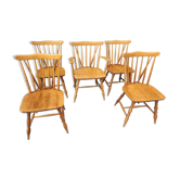 Quatre chaises et un fauteuil Heywood Wakefield Windsor. Vintage