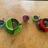 Breakfast service, two-tone glazed ceramic, vintage 1950