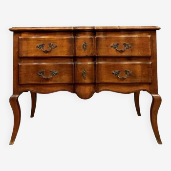 Louis XV crossbow chest of drawers in solid walnut circa 1880