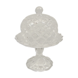 Display under bell in transparent glass patterns in relief