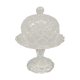 Display under bell in transparent glass patterns in relief