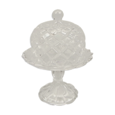 Display under bell in transparent glass patterns in relief