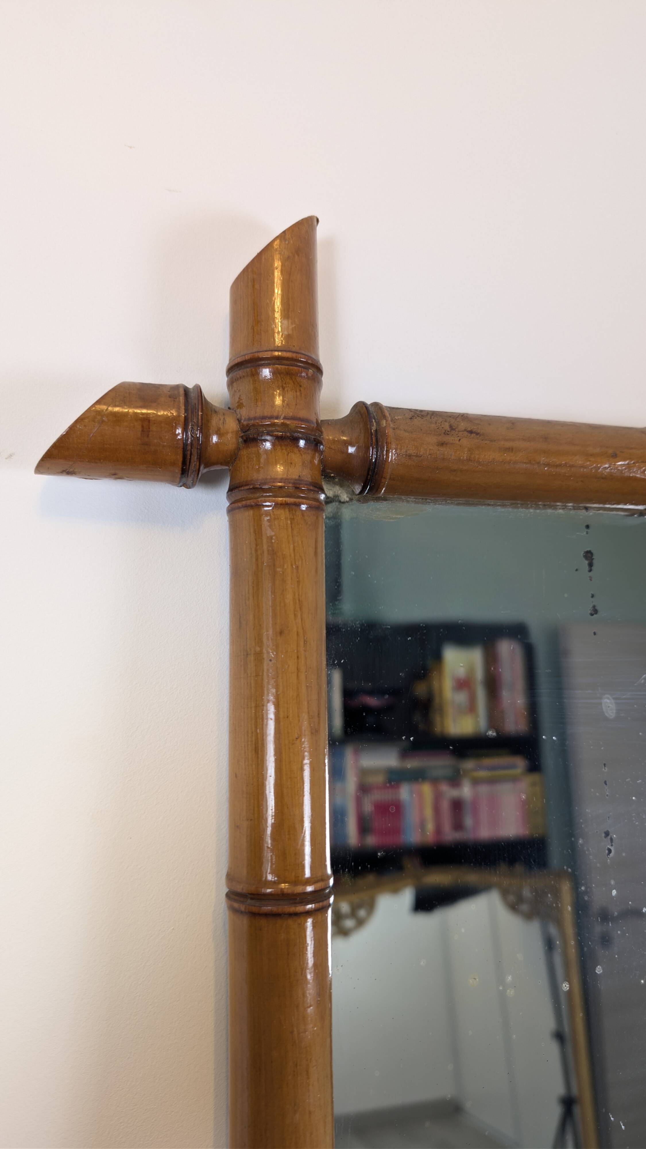 Vintage wooden mirror with bamboo imitation 102 x 75 cm – Exotic spirit