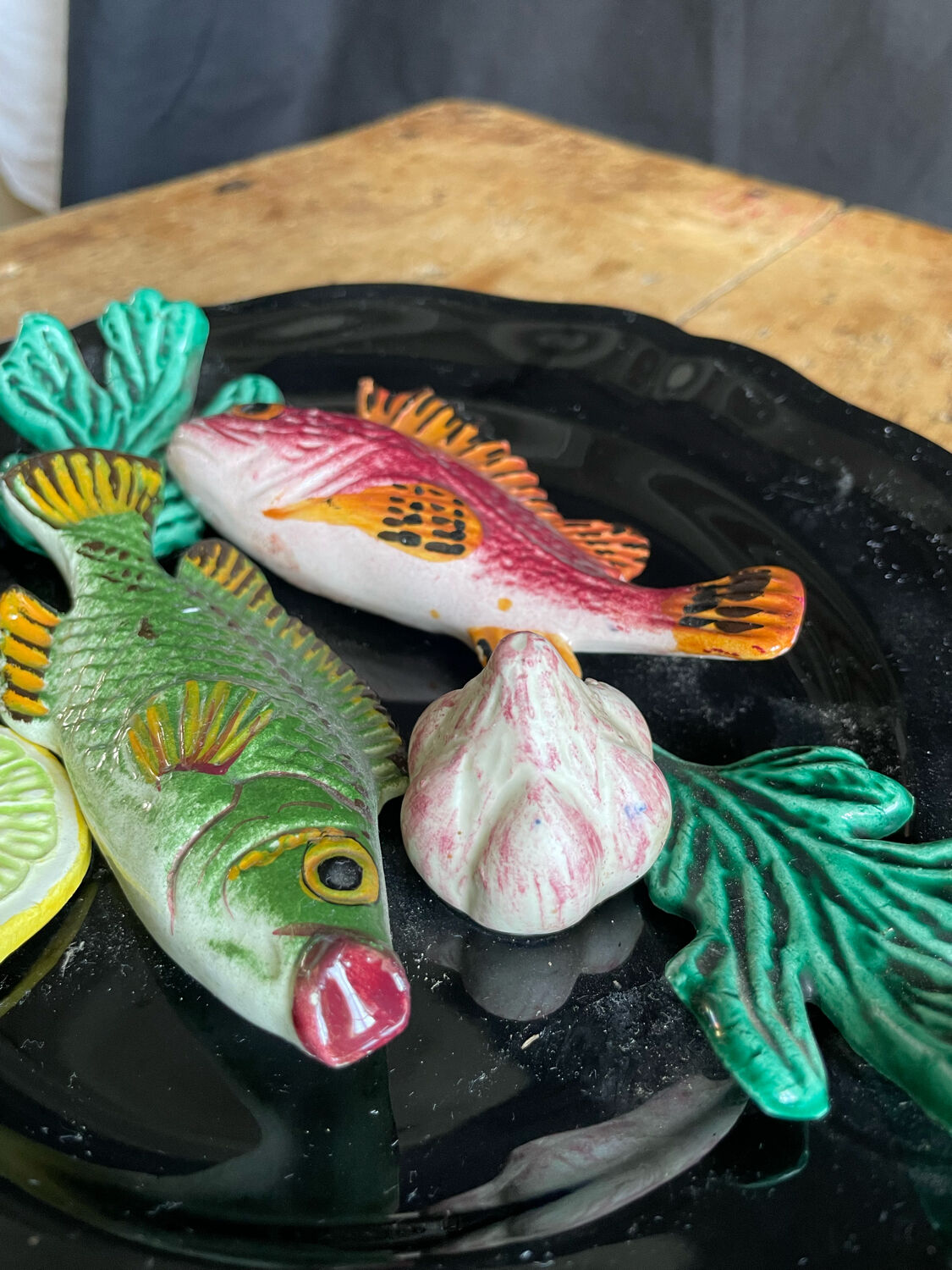 Vallauris majolica barbotine wall plate 1950