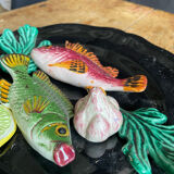 Vallauris majolica barbotine wall plate 1950