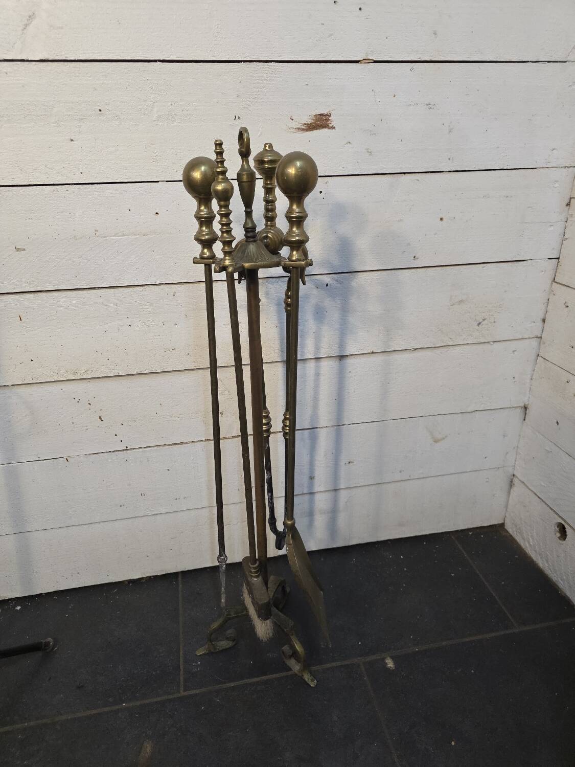 Solid brass fireplace set