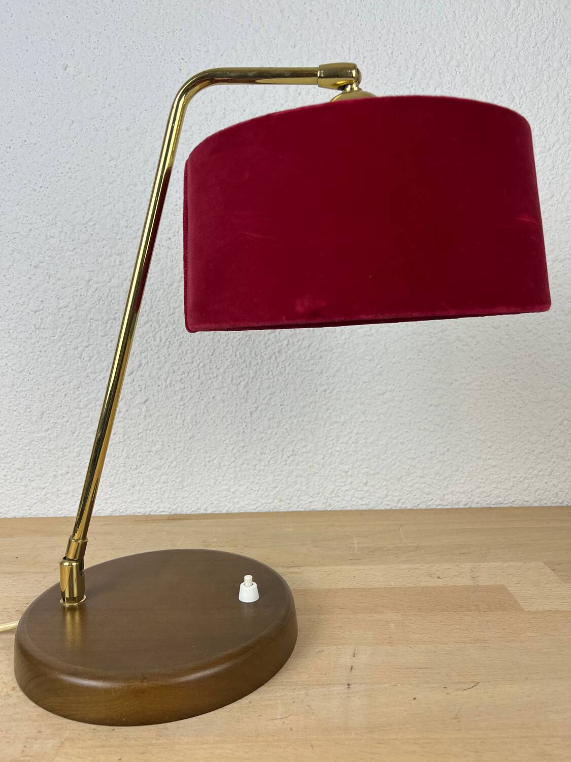 Vintage wood and brass lamp, 1950s