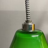 Green opaline tear drop shaped hanging lamp light