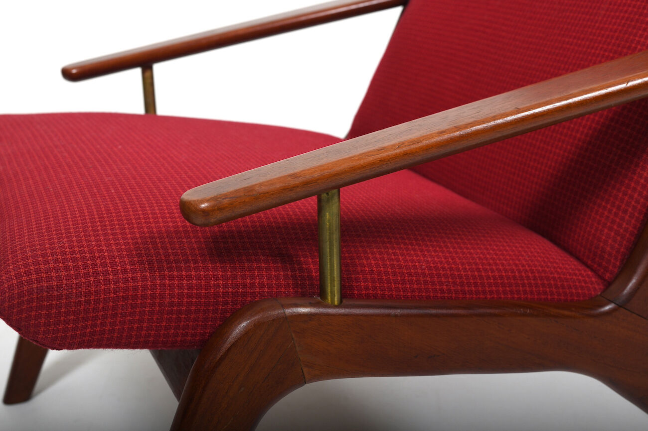 Mid Century Danish Teak and Brass Easychair 1960s