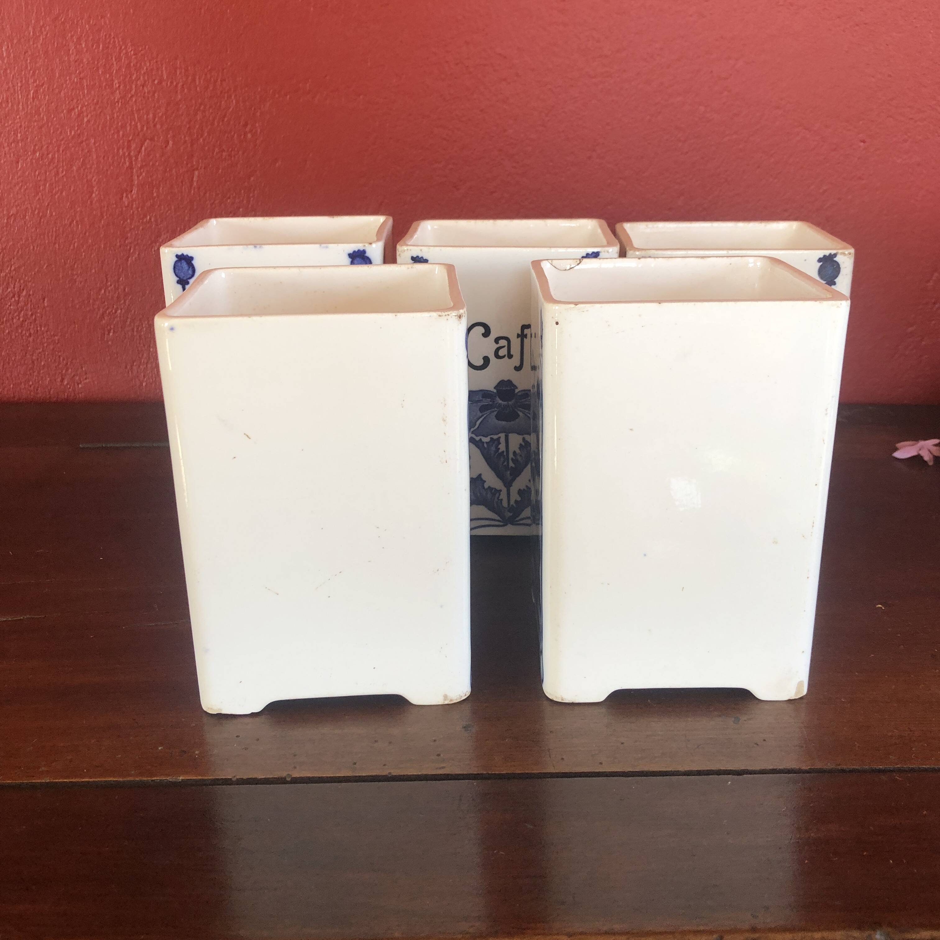 5 cobalt blue flower spice jar