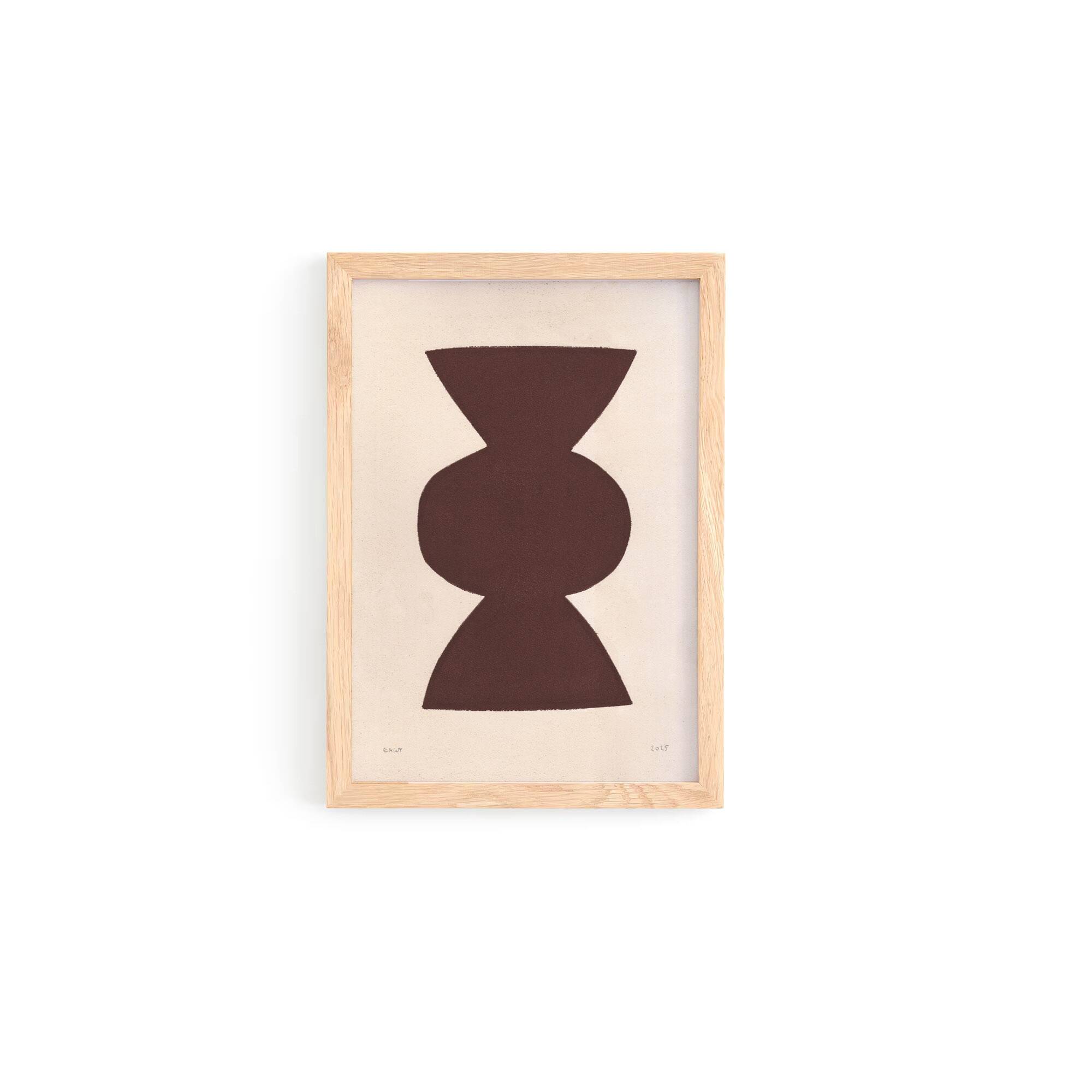 Collection of 8 framed paintings on paper in A4 size, warm colours.