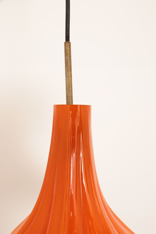Suspension vintage en verre orange par Peill et Putzler 1960