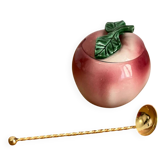 Peach-shaped slip sugar bowl