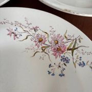 Ensemble de 6 assiettes creuses et 1 plat en terre de fer polychrome Choisy-le-Roi