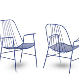 Pair of openwork iron armchairs, 1960s