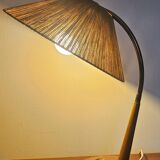 Rare table lamp Temde, teak and sisal, Switzerland, 1960s