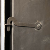 Industrial storage cabinet with 2 brushed steel swing doors, circa 1950