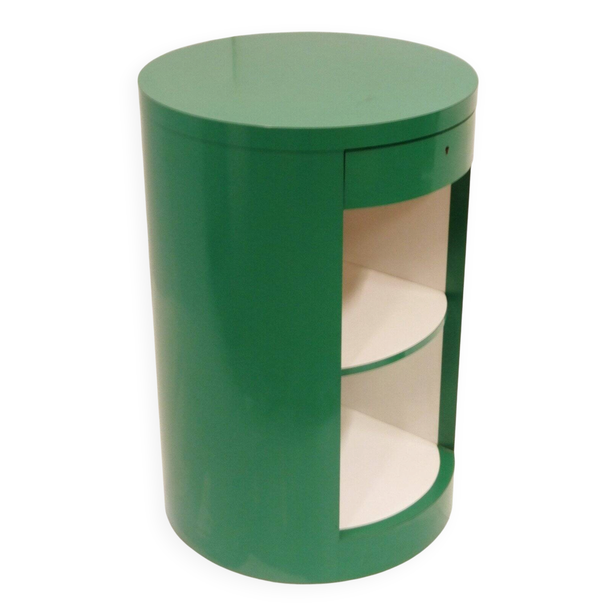 Green apple Formica cylinder counter Pop Space Age vintage 1970