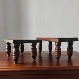 Pair of vintage solid wood footrests