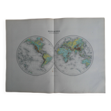Old physical world map - 1893