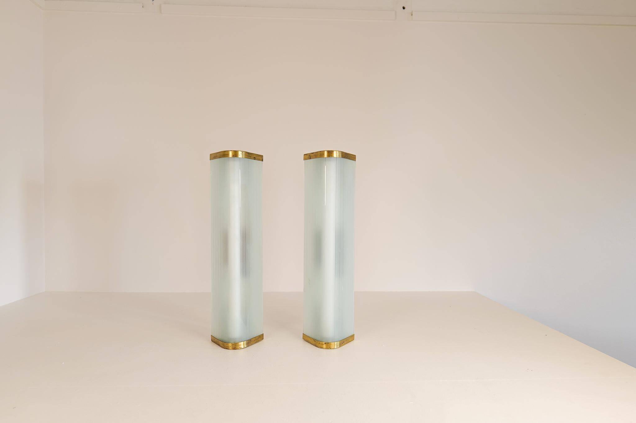 Extra-large modern mid-century wall lamp pair attributed to Asea.