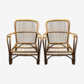 Pair of rattan armchairs