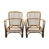 Paire de fauteuils en rotin