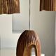 Large suspension or lampshade in organic natural teak, tubular H40 D30.