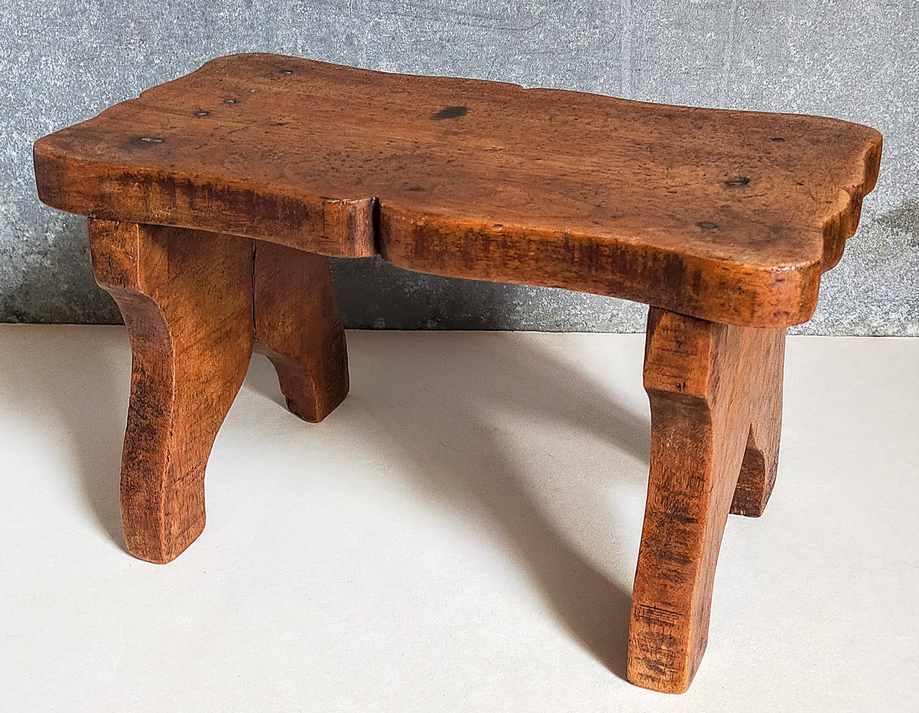 Old solid wood footrest stool