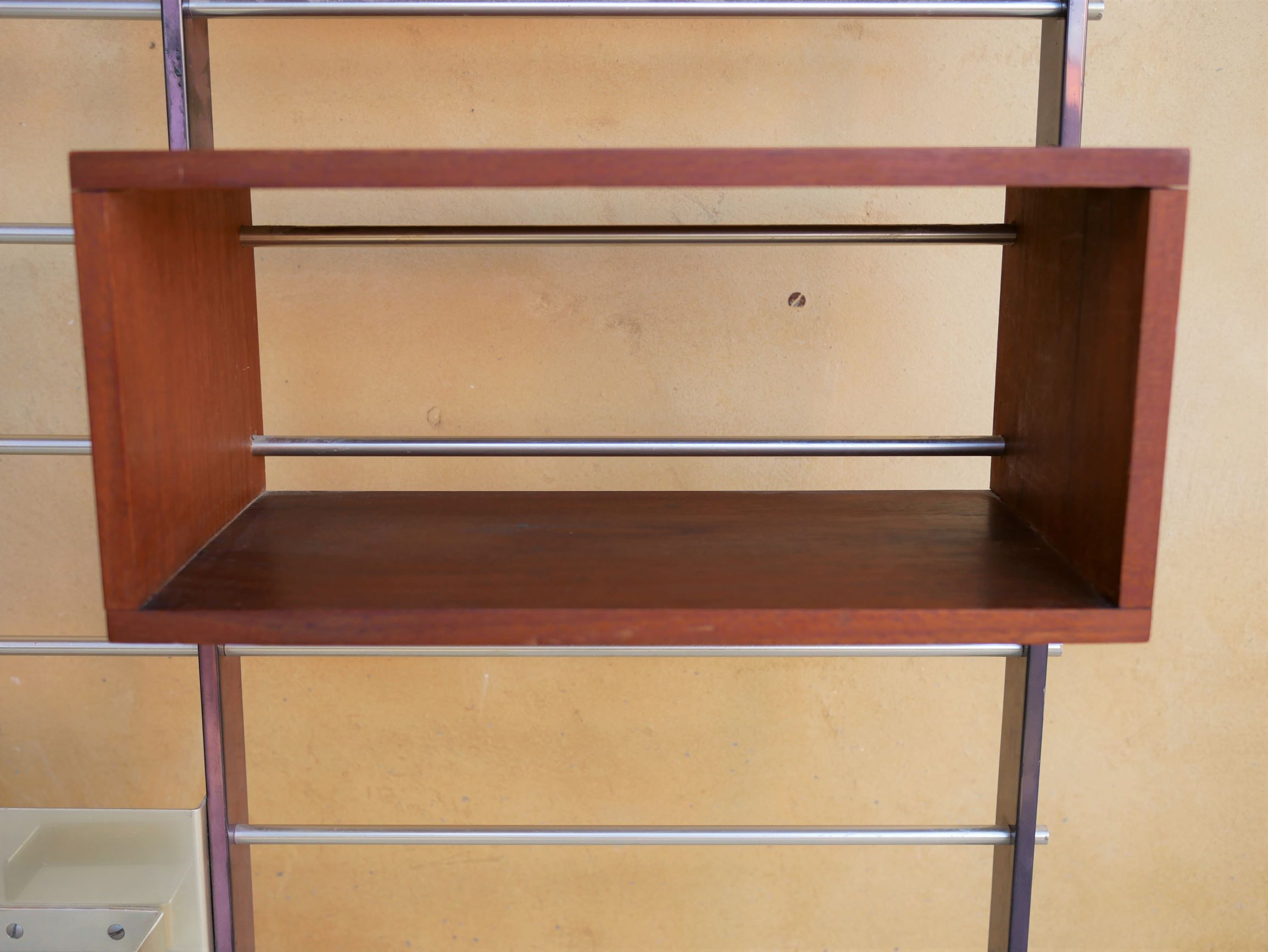 Vintage Scandinavian teak and aluminum coat holder