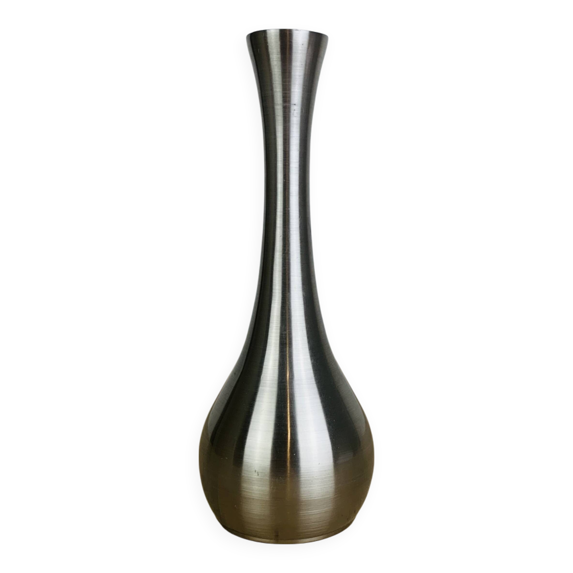 70s stainless steel vase, vintage, space age