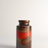 Mid-century Modern Fat Lava Red and Brown Stoneware Vase by Scheurich, W Germany