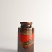 Mid-century Modern Fat Lava Red and Brown Stoneware Vase by Scheurich, W Germany