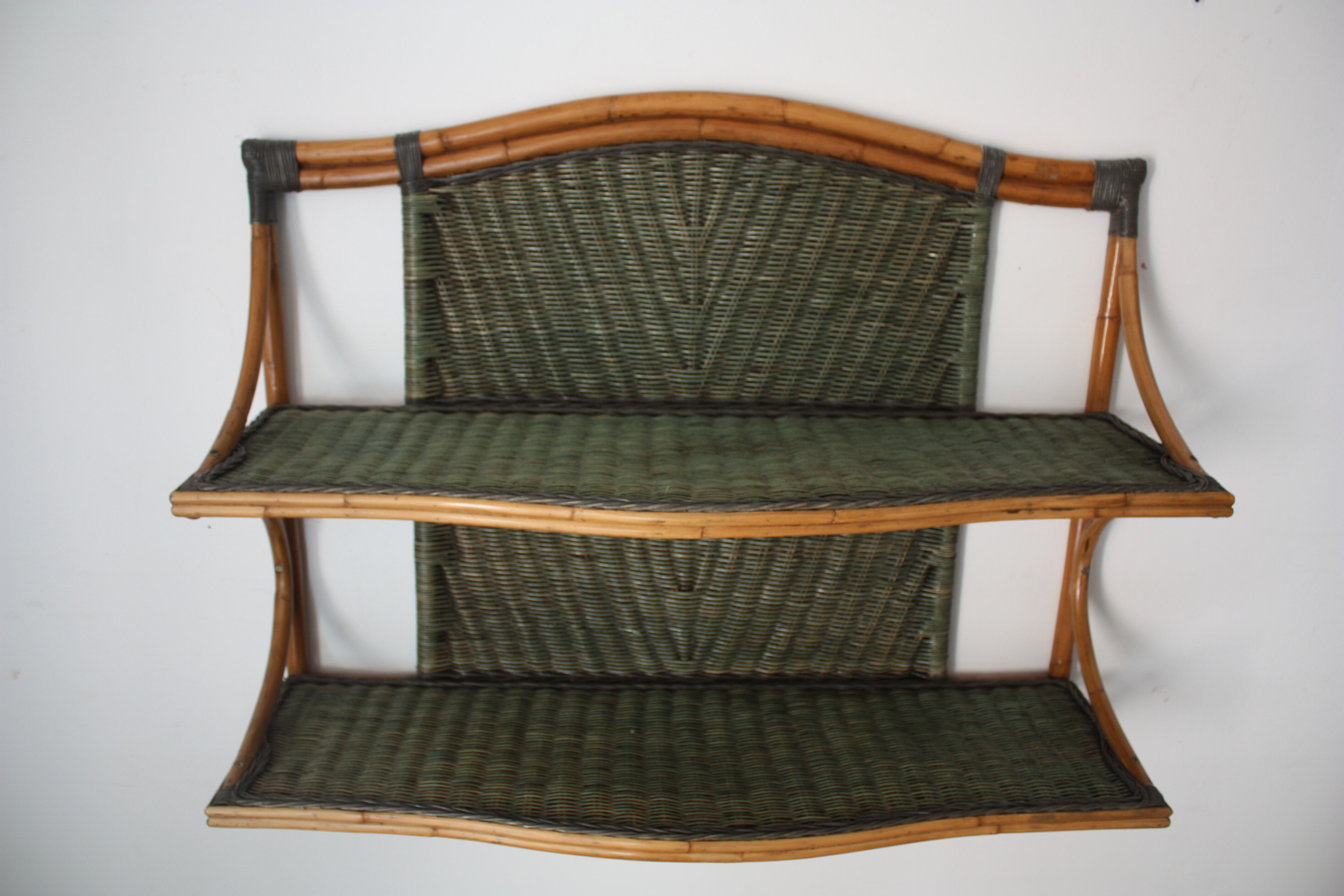 Vintage rattan wall shelf