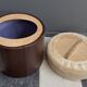 brown leatherette Pouf 1970s by VEB model 26W Raphael